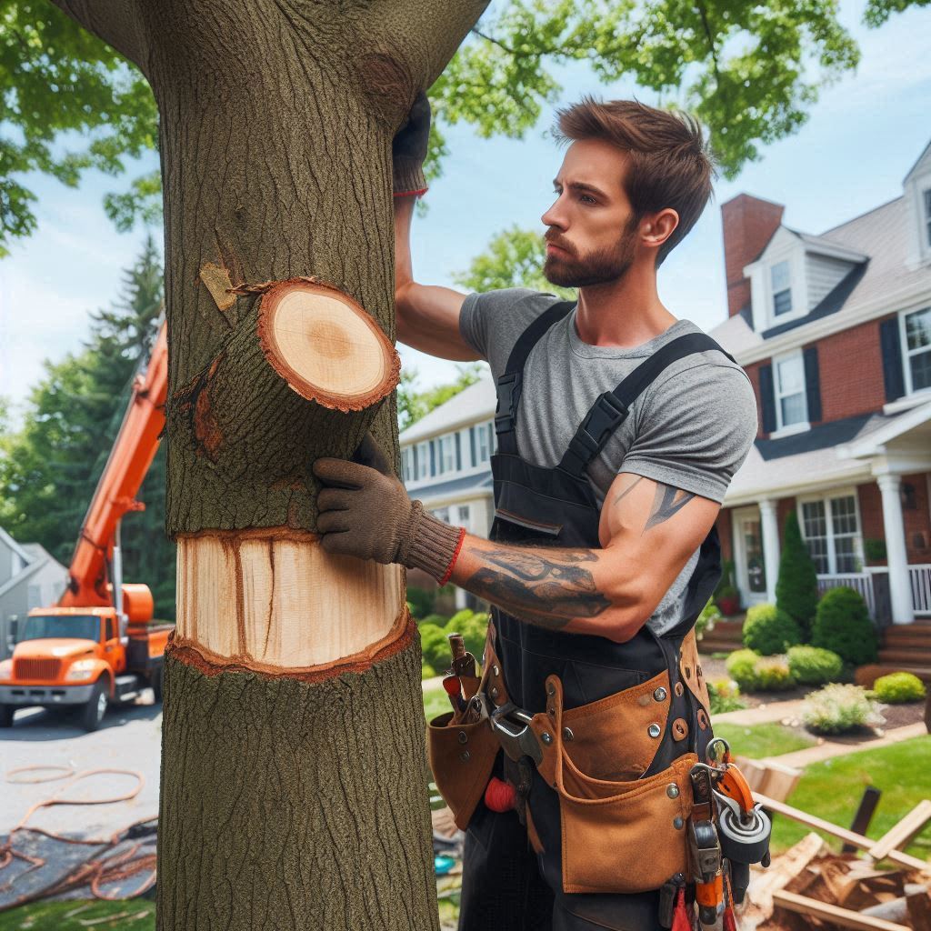 Illinois Homeowner's Guide to Tree Maintenance Blog Article - Arborist performing maintenance on a tree in a Illinois home's yard