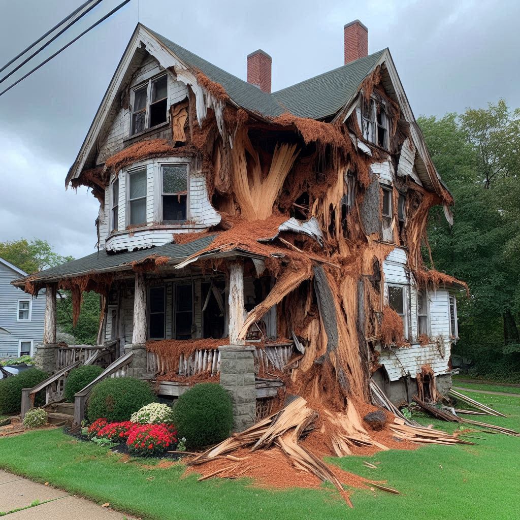 Signs Your Batavia Home Needs a Tree Inspection Blog Article - Tree with visible damage, including broken branches and signs of disease near an Batavia home